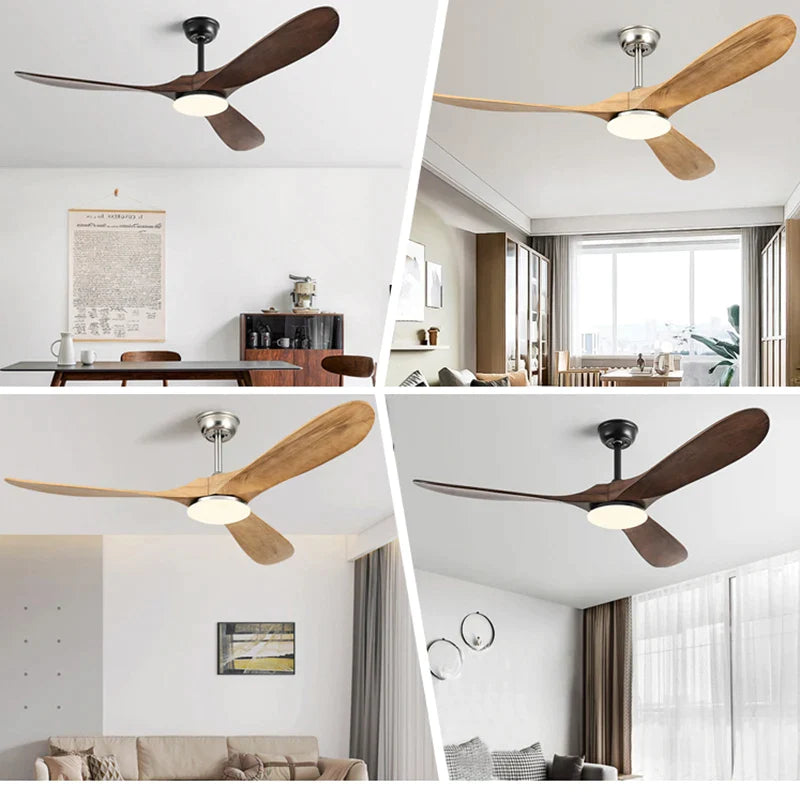 Afralia™ Vintage Wood Industrial Ceiling Fan 60 Inch Remote Control Large Blower