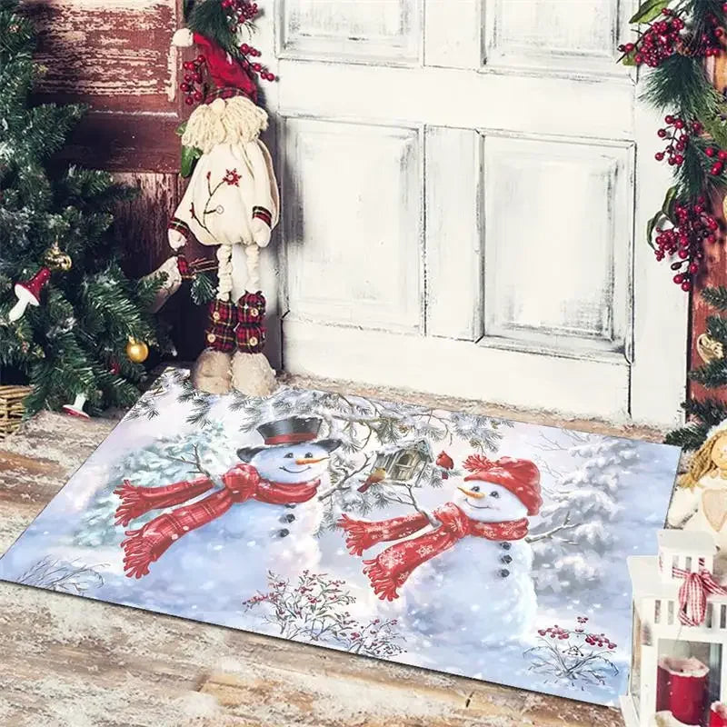 Afralia™ Christmas Snowman Non-slip Floor Mat