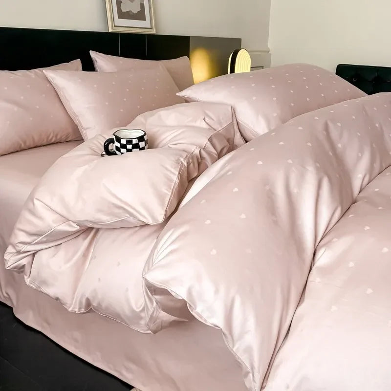 Afralia™ Satin Jacquard Cotton Fitted Sheet Set for Adults 1.5/1.8M Bed