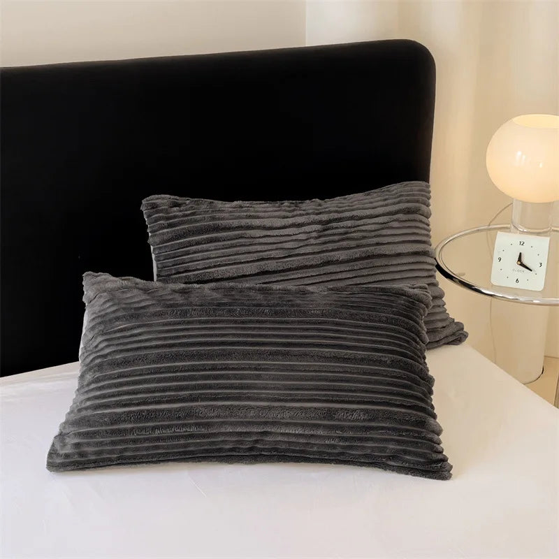 Afralia™ Luxe Plush Rabbit Velvet Pillowcase Single Soft Machine Washable Colorfast