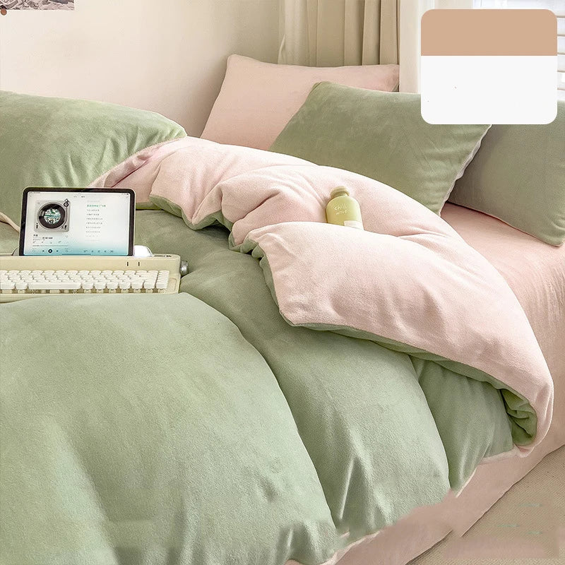 Afralia™ Milk Velvet Winter Quilt Cover Queen Size Double-Sided Plush Bedding Duvet