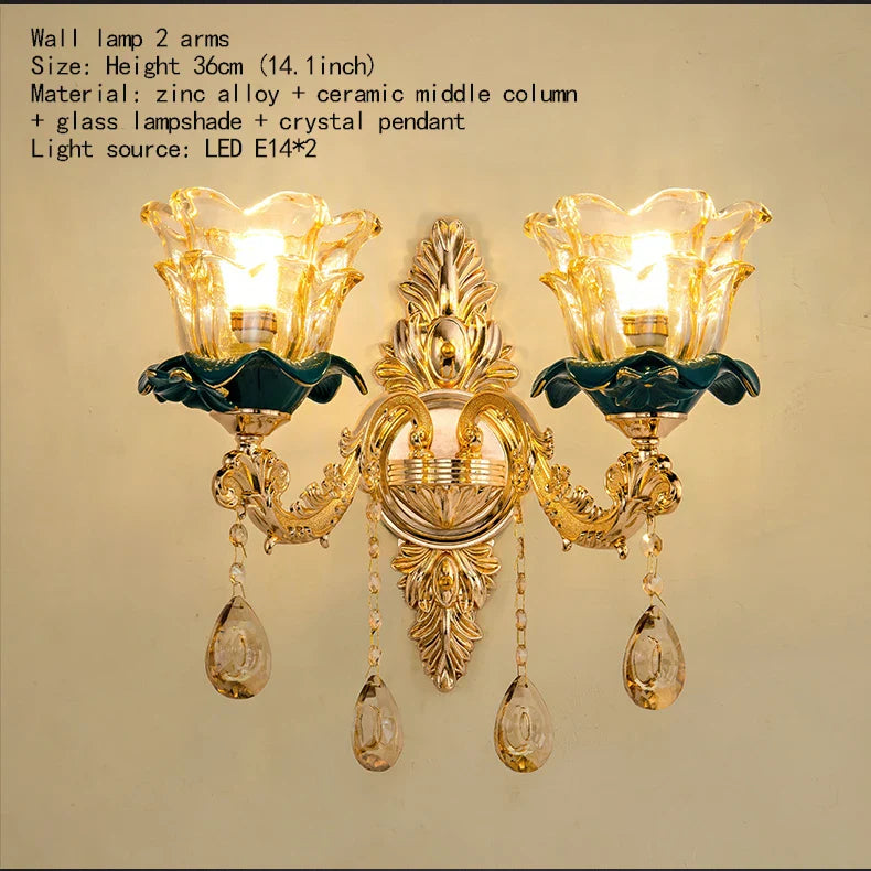 Afralia™ Dark Blue Crystal Chandelier, Vintage Style Ceiling Lamp for Living Room Bedroom Villa