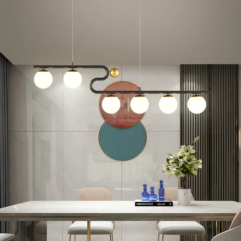 Afralia™ Glass Ball LED Chandelier Pendant for Dining Living Bedroom Kitchen