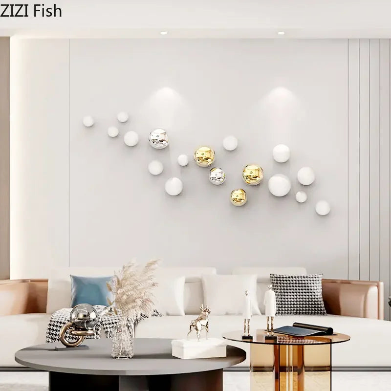 Afralia™ Gold Ball Wall Decoration Ornaments Room Aesthetics Living Background Display