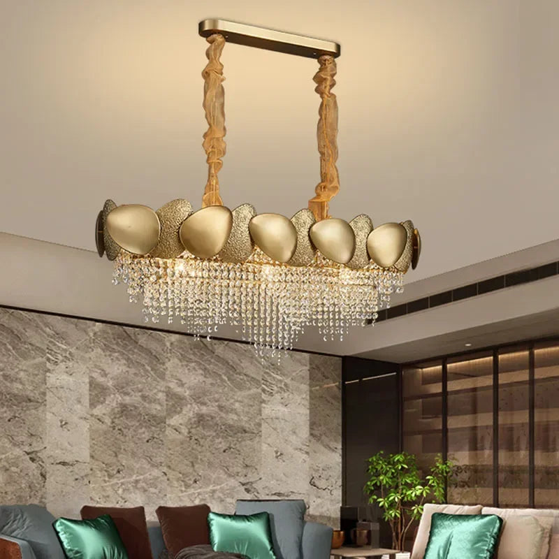 Afralia™ Crystal Chandelier: Modern LED Tassels Stainless Steel Pendant Light for Living Room