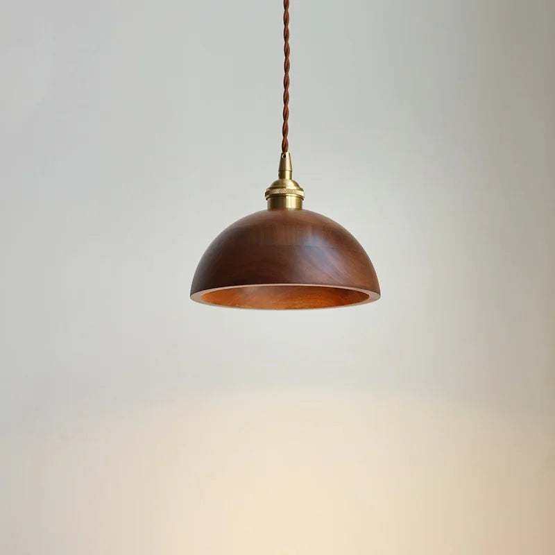 Afralia™ Walnut Wood LED Pendant Light, Modern Nordic Hanging Lamp for Home Decor