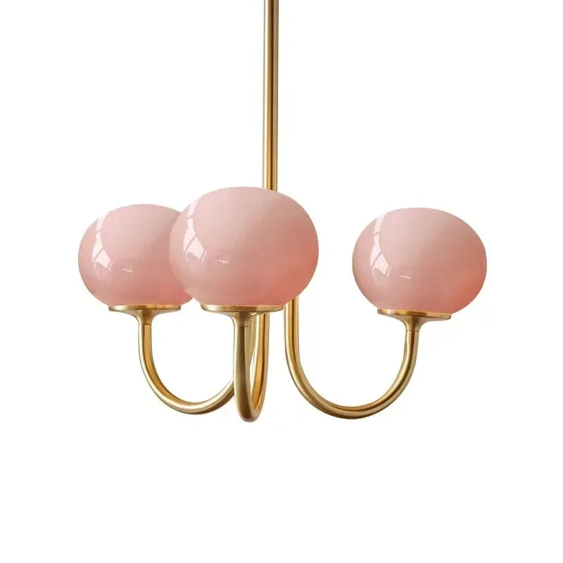 Afralia™ Pink Milky White Glass LED Chandeliers for Modern Indoor Decor