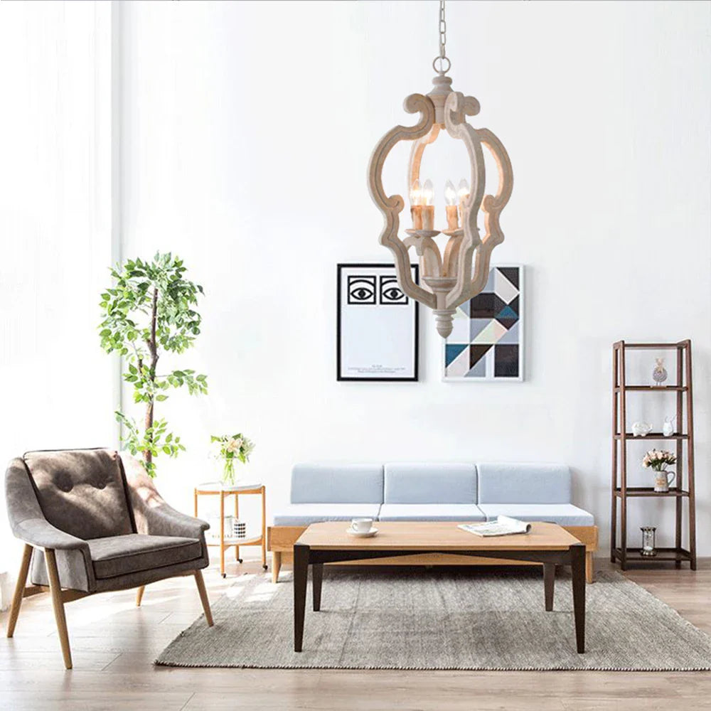 Afralia™ Wooden Chandelier Pendant Light for Kitchen Dining Room Farmhouse Etsy