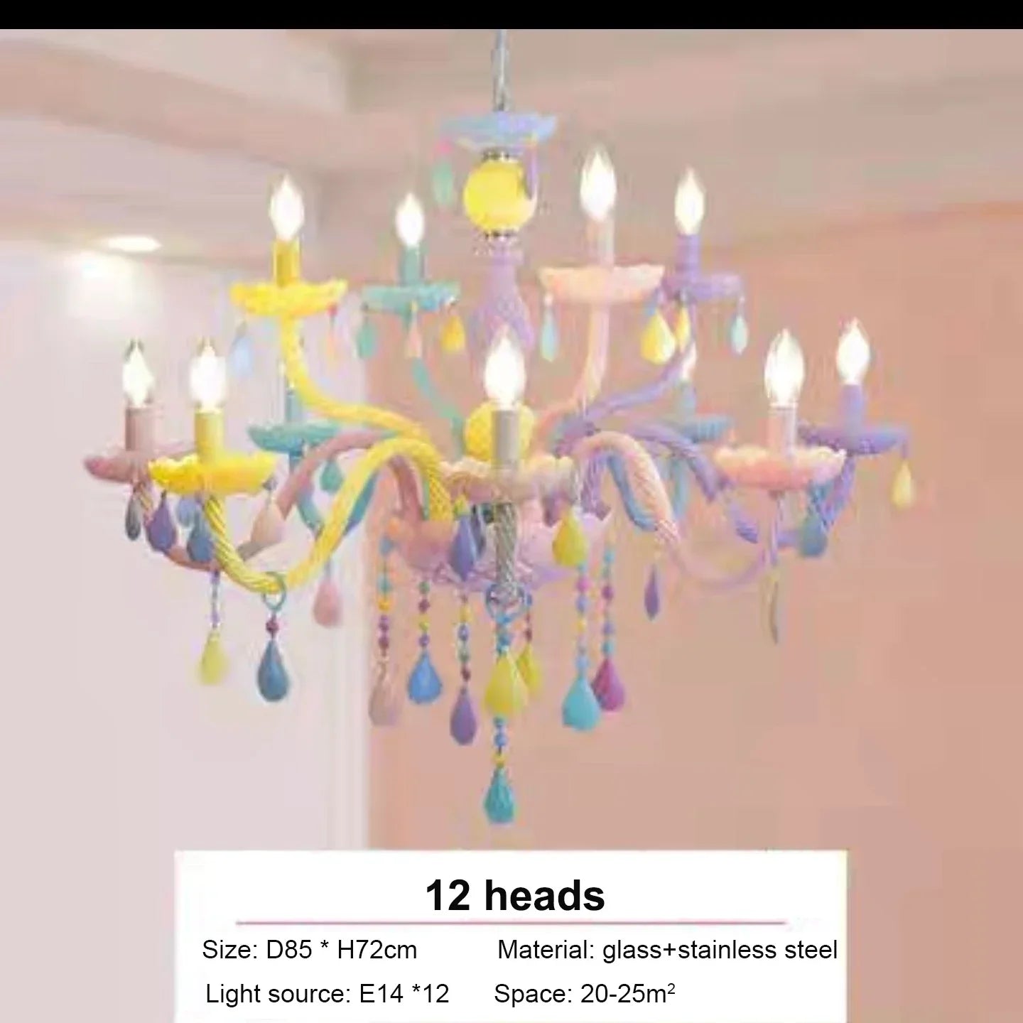 Afralia™ Rainbow Crystal Chandelier for Children's Bedroom, Princess Makaron Lamps