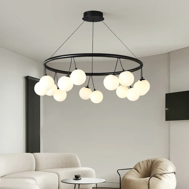 Afralia™ Magic Bean Pendant Chandelier White Glass Ball LED Lighting