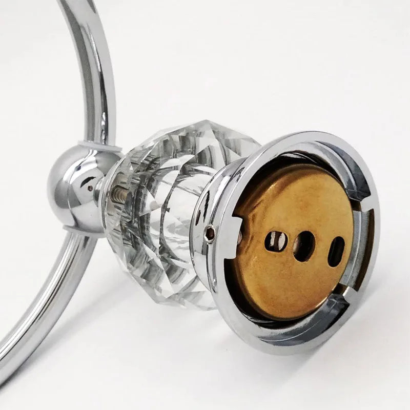 Afralia™ Crystal Towel Holder: Elegant Chrome Towel Ring for Classic Bathroom, Wall Mounted Rack