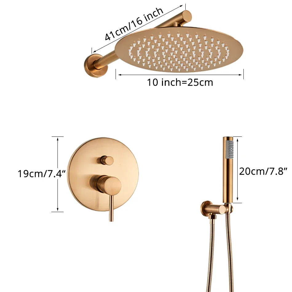 Afralia™ Rose Gold Shower Faucet Set with Rain Shower Head & Wall Mount Mixer