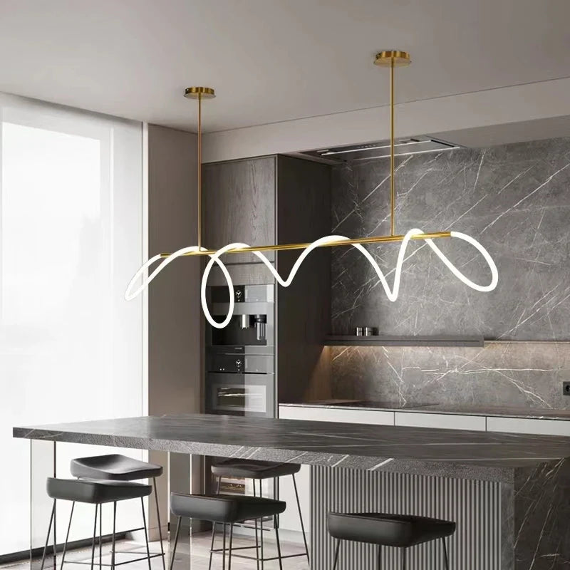 Afralia™ Silica Gold LED Pendant Lights - Minimalist Decor Chandeliers for Kitchen, Dining Room, Bar