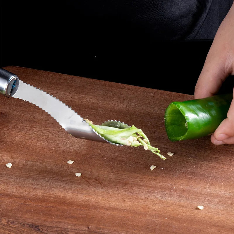 Afralia™ Pepper Corer Knife: Seed Remover Cutter Kitchen Gadget for Bitter Melon, Cucumber, Chili