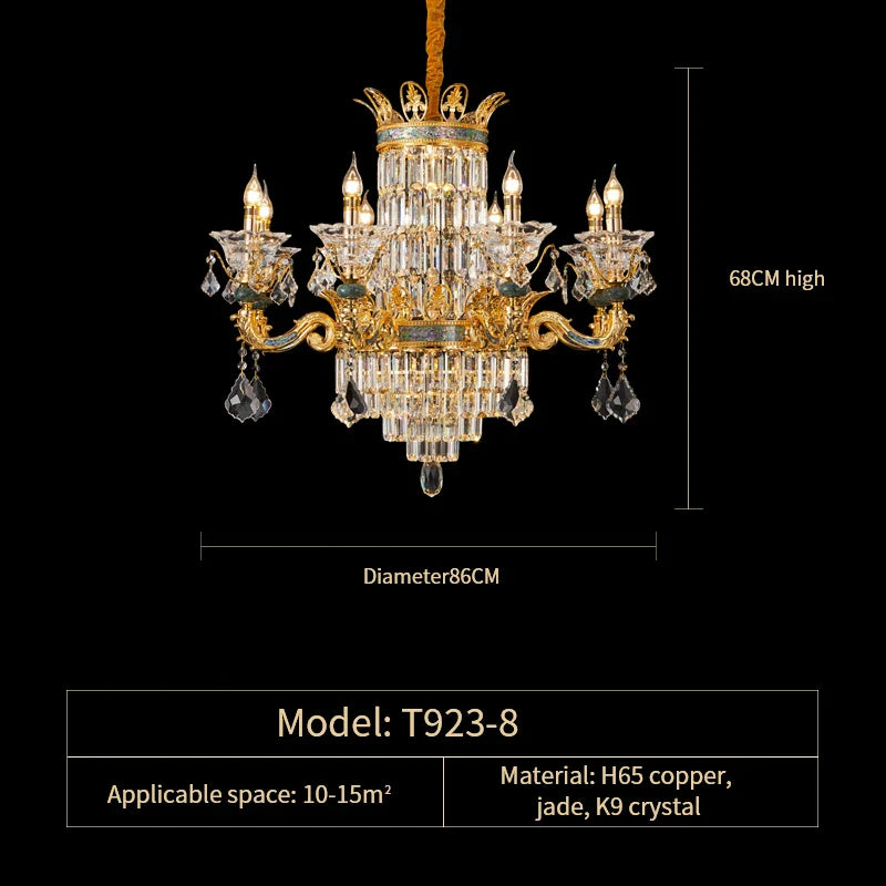 Afralia™ Luxe Crystal Chandelier: Elegant Copper Living Room Dining Candle Light