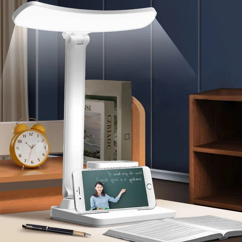 Afralia™ LED Desk Lamp 3 Levels Dimmable Touch Night Light USB Rechargeable Foldable Table Lamp