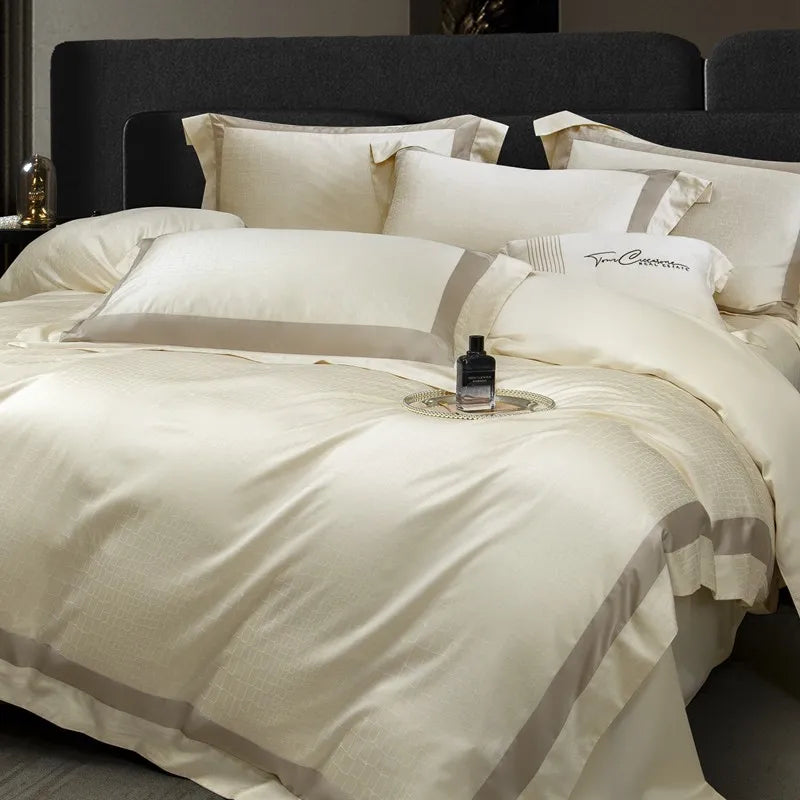 Afralia™ Soft Silky Jacquard Bedding Set - Duvet, Sheet, Pillowcase