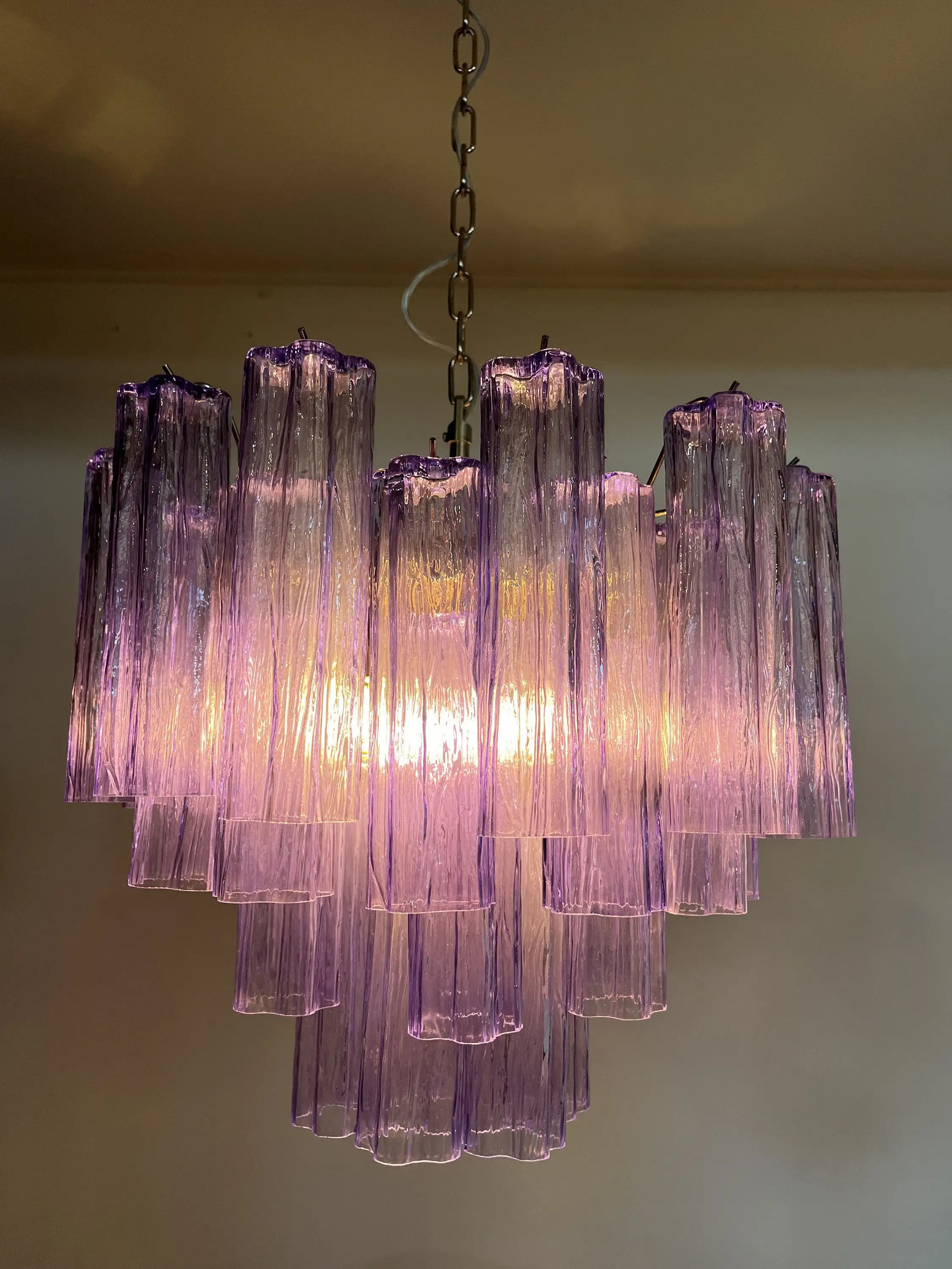 Afralia™ Purple Plum Glass LED Chandelier for Dining Room Ceiling Lighting