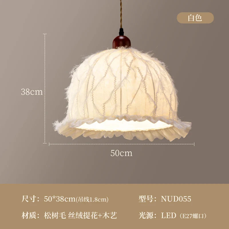 Afralia™ Pink Fabric Tassels Chandelier for Girl Bedroom, Beauty Salon & Cafe Room Lighting
