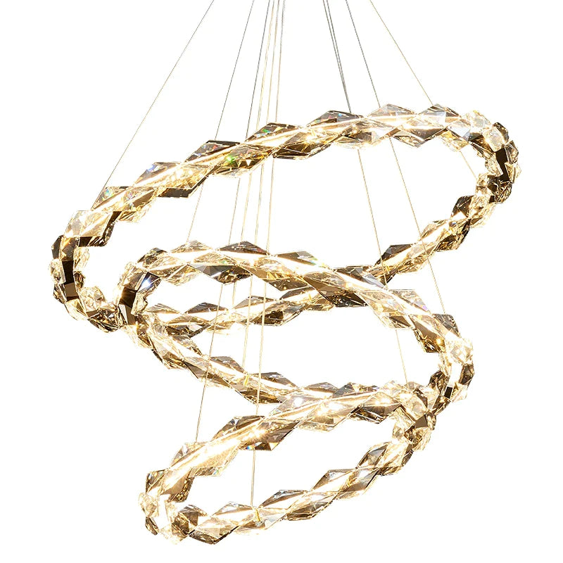 Afralia™ Crystal Chandelier for Luxury Living Spaces ★ Modern Duplex Ring Light Fixtures