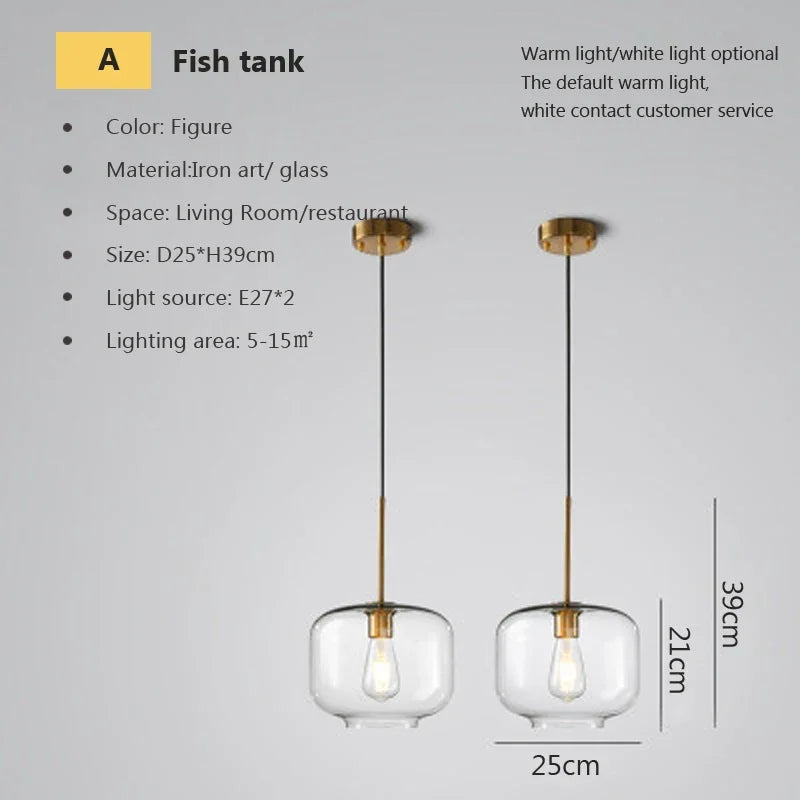 Afralia™ Industrial Loft Glass Pendant Light for Kitchen Restaurant Decor