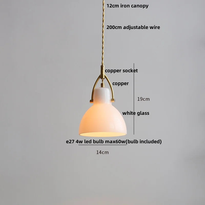 Afralia™ White Glass E27 LED Pendant Light Fixture Modern Adjustable Hanging Lamp