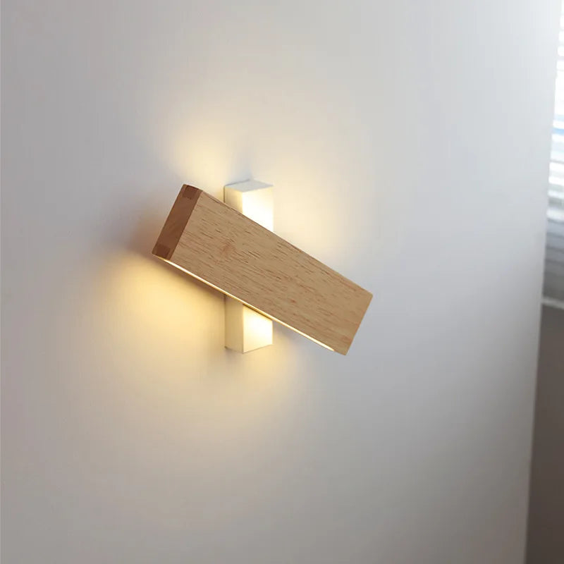 Afralia™ Wood LED Rotate Wall Sconce for Parlor Bedroom Atmosphere