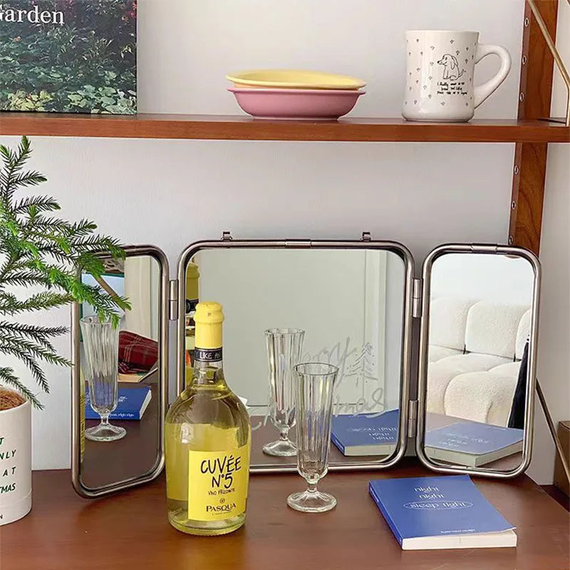 Afralia™ Folding Mirror: Compact Vanity for Home, Travel, or On-The-Go Beauty