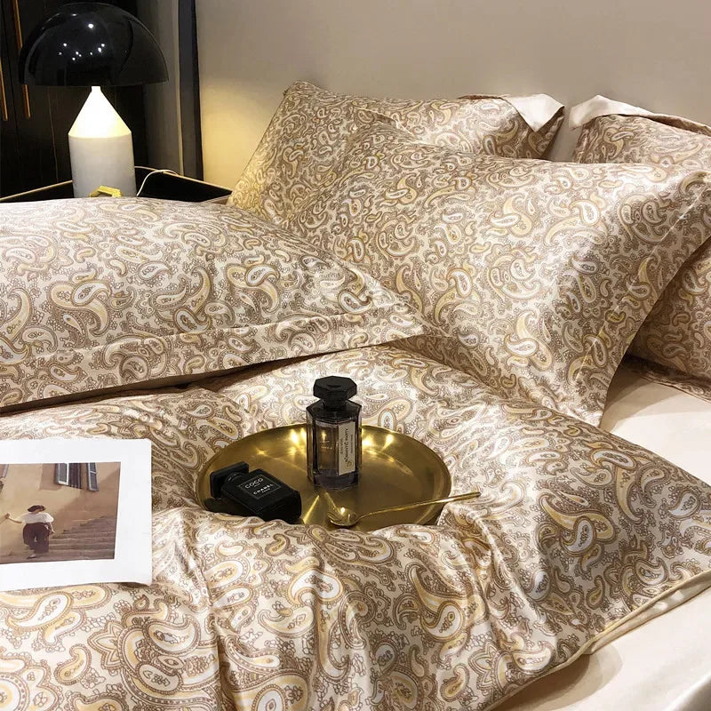 Afralia™ Mulberry Silky Blending Duvet Cover Set with Sheets Luxury Queen Bedding Sets
