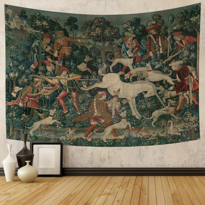 Afralia™ Tapestry Unicorn Hanging Cloth Medieval Ladies Decor Wall Tapestries