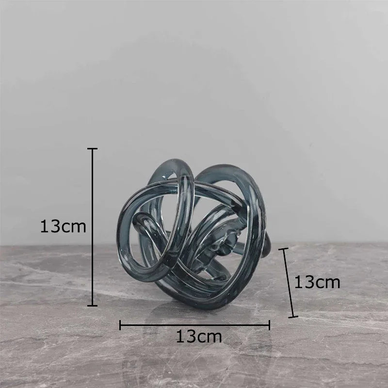 Afralia™ Modern Glass Chain Cluster Sculpture Transparent Thread Ball Aesthetics Decor