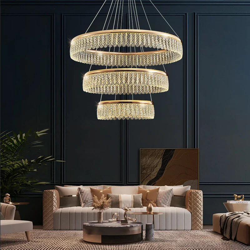 Afralia™ Luxury Rhombus Crystal LED Chandelier for Living Room