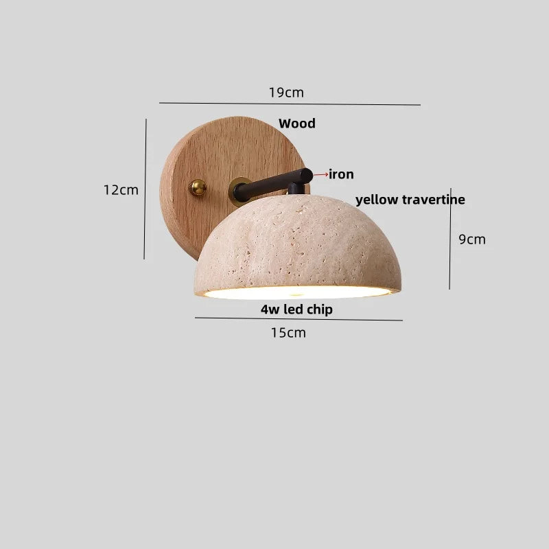 Afralia™ Canopy LED Wall Light Yellow Travertine Modern Iron Bedside Lamp