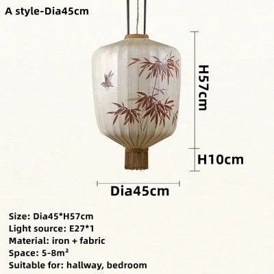 Afralia™ Bamboo Lantern Pendant: Handmade Fabric Shade for Elegant Hotel and Restaurant Lighting