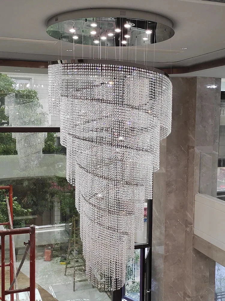 Afralia™ Modern LED Crystal Chandelier Staircase Hallway Luxury Light Fixture