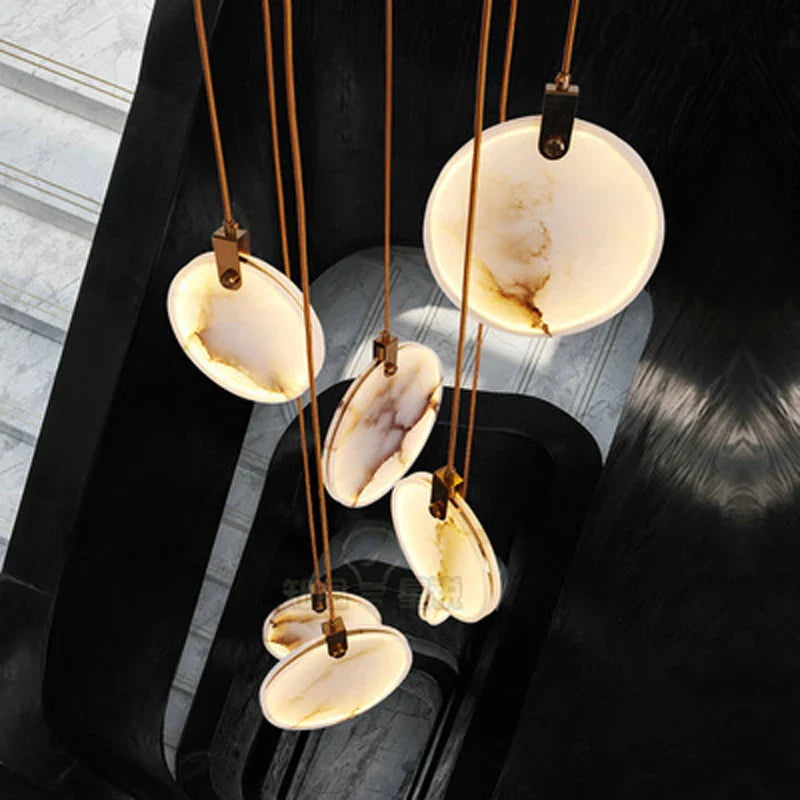 Afralia™ LED Marble Gold Chandelier for Living Room, 2025 Trend Lustre Lighting