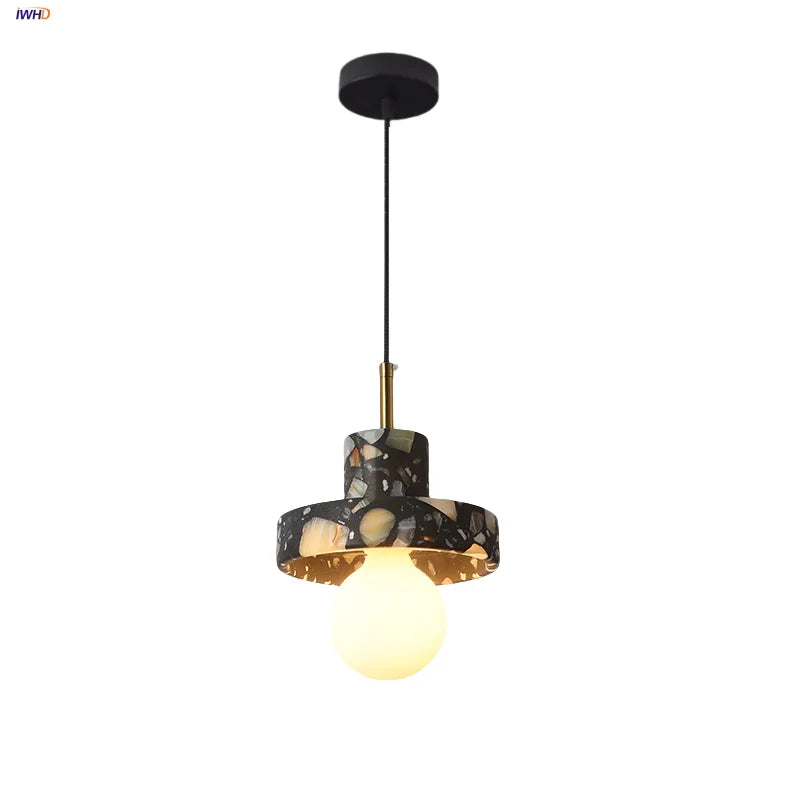 Afralia™ Terrazzo Stone LED Pendant Lights for Modern Home Decor