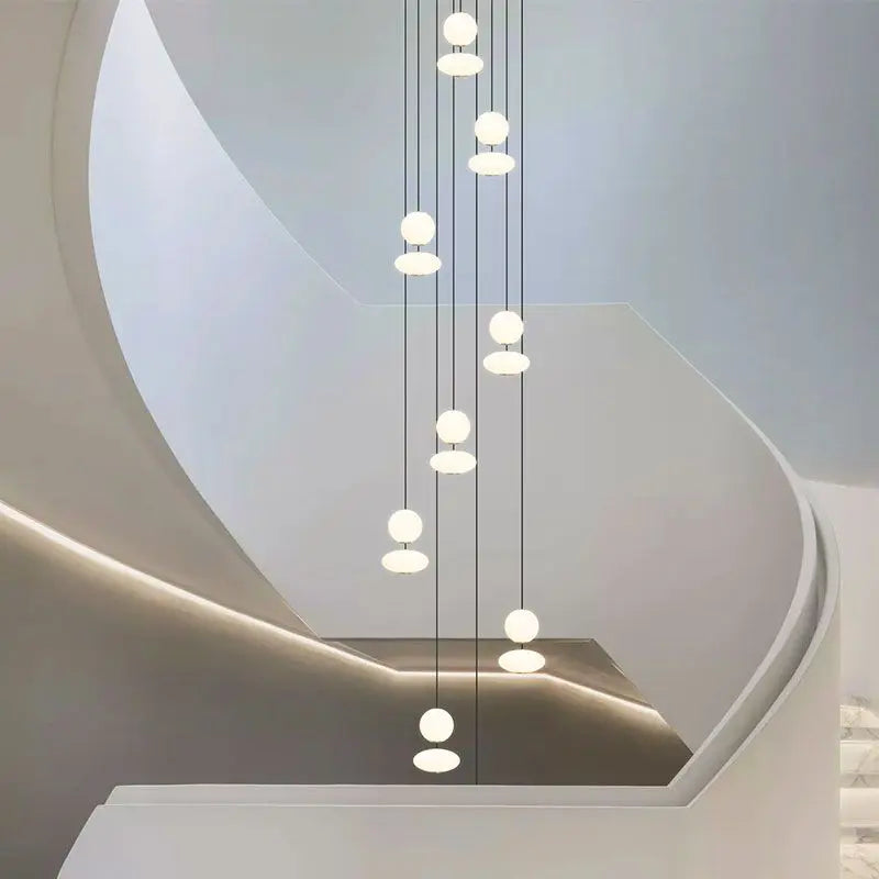 Afralia™ Nordic Modern Duplex Villa Chandelier Long Pendant Lights