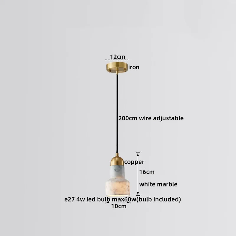 Afralia™ Marble Copper LED Pendant Lamp Modern Hanging Lights Fixtures