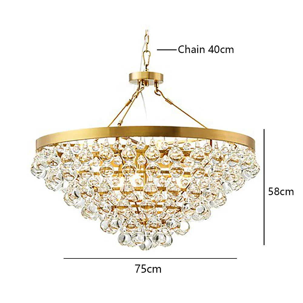 Afralia™ Crystal Bead Ceiling Pendant Lights - Retro Luxury Gold Home Decor Lighting