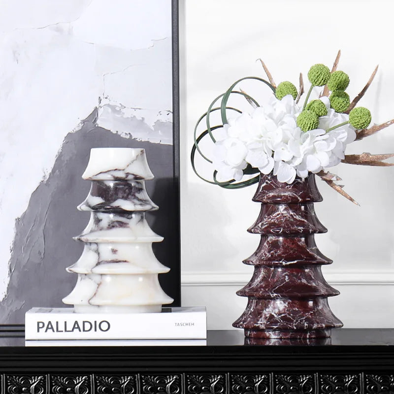 Afralia™ Christmas Tree Marble Vase: Living Room Entryway Mantel Table Centerpiece