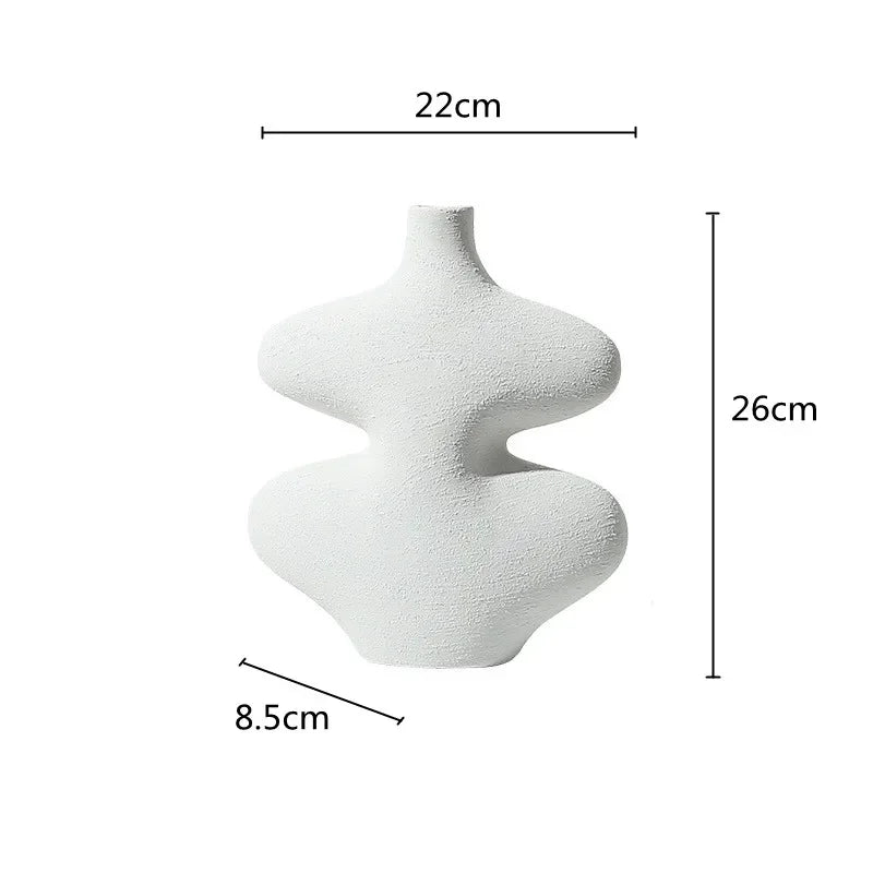 Afralia™ Geometric Ceramic Vase Set Black White Crafts Home Decor Flower Arrangement