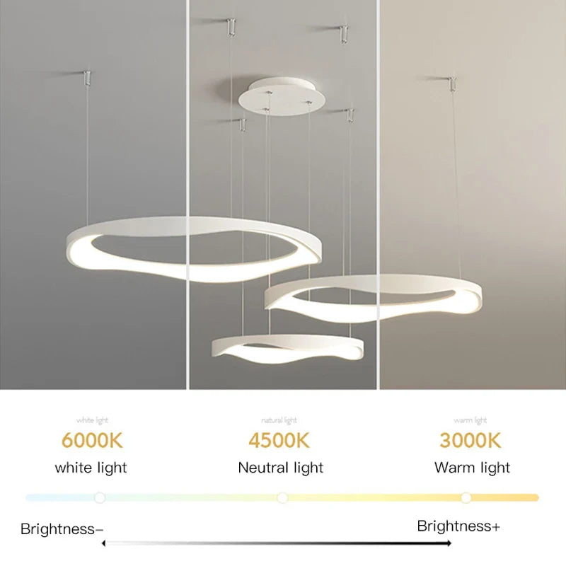 Afralia™ Modern LED Ring Chandelier for Living Room Bedroom Hall Bar - Indoor Lighting Fixtures