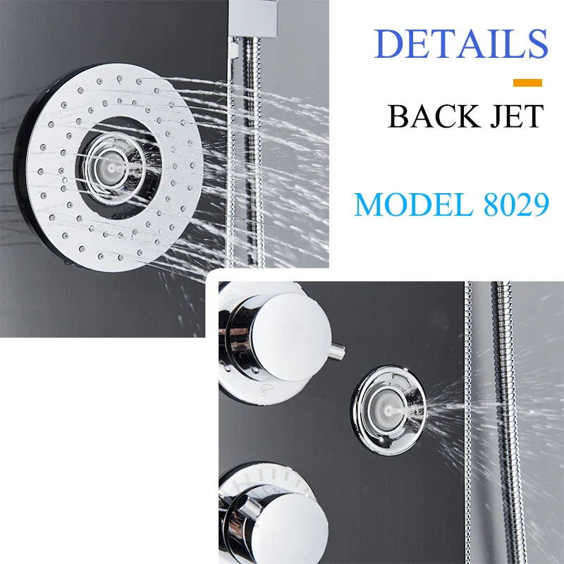 Afralia™ LED Shower Panel Tower Rain/Waterfall Massage Spa Jets Bathroom Column