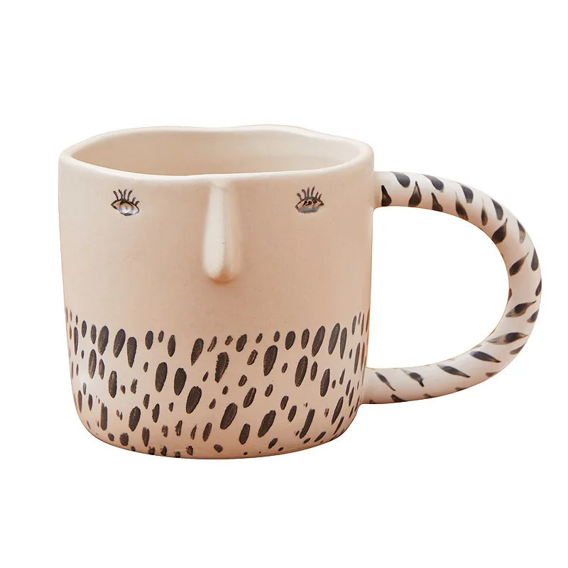 Afralia™ 340ML Ceramic Coffee Milk Mug with Unique Three-Dimensional Illustration