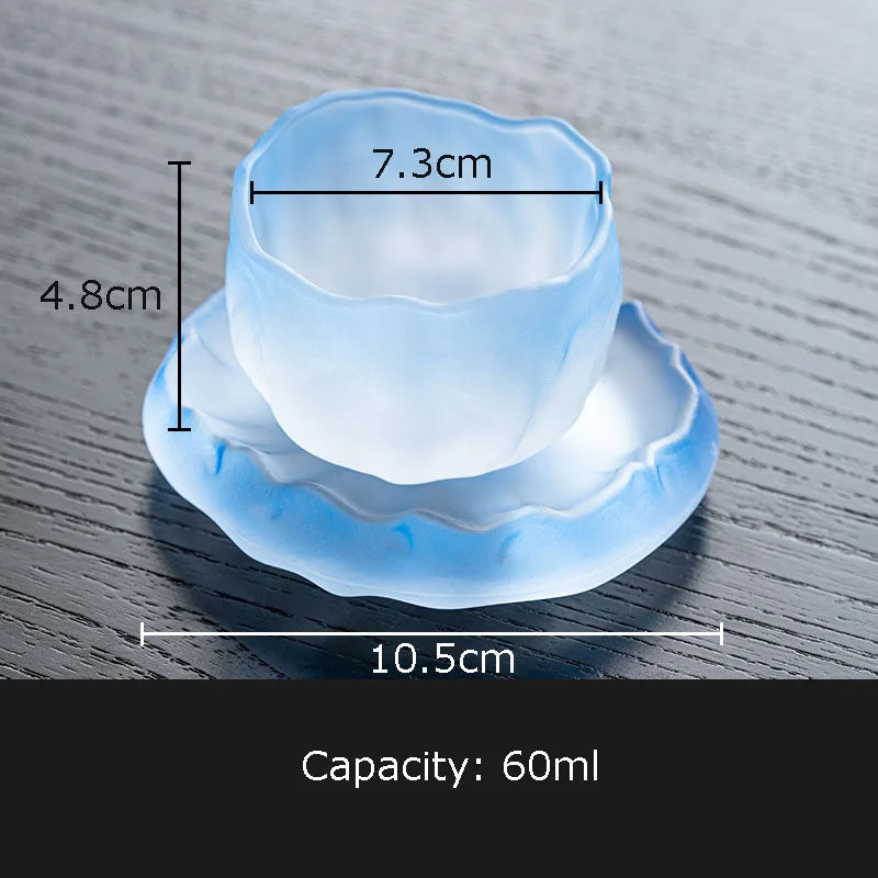 Afralia™ Pink Glass Tea Cups with Saucer Set for Afternoon Tea or Coffee