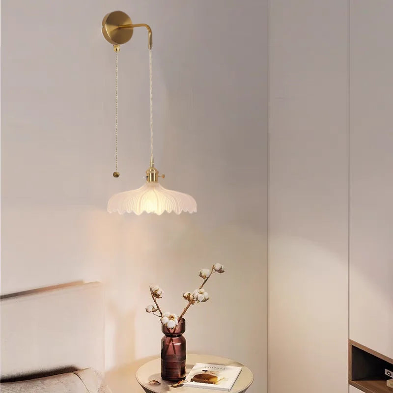 Afralia™ Modern Adjustable LED Wall Lights with Pull Chain Switch and Clear Glass