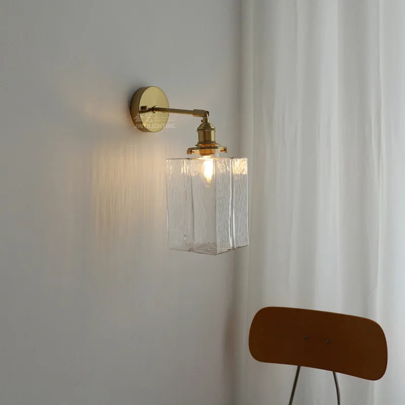 Afralia™ Copper Glass LED Mirror Light for Bedroom Living Room Wall Sconce
