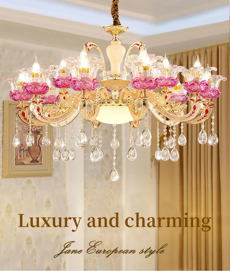 Afralia™ Flower Candle Villa Chandelier for Luxury Living and Dining Rooms