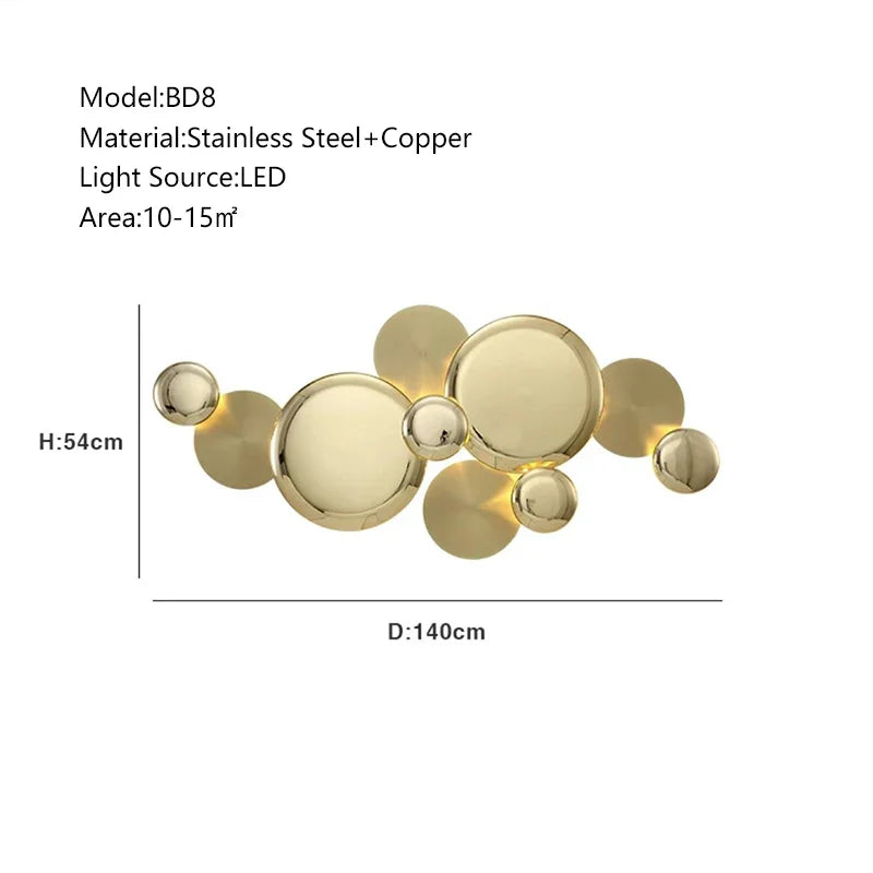 Afralia™ Large Metal Gold Wall Sconce Lamps LED Modern Luxury Home Decor Light